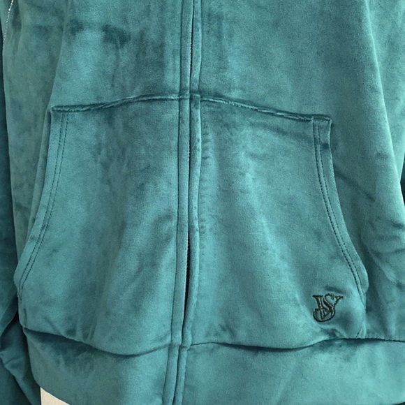 Victoria's Secret Velour Cropped Tracksuit Zip Hoodie Rhinestone Jacket Y2K Fall - Picture 12 of 17